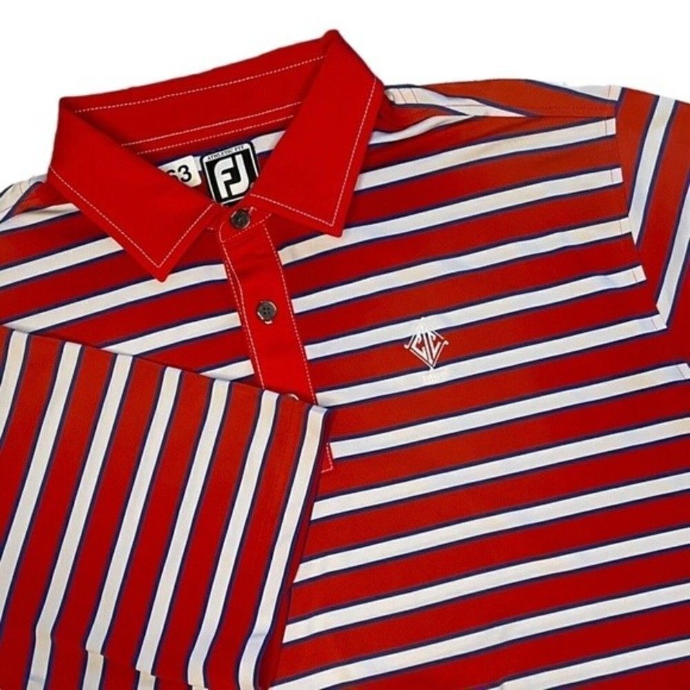 FootJoy FJ Athletic Fit Men's Orange/Red Striped Short Sleeve Golf Polo Shirt XL
